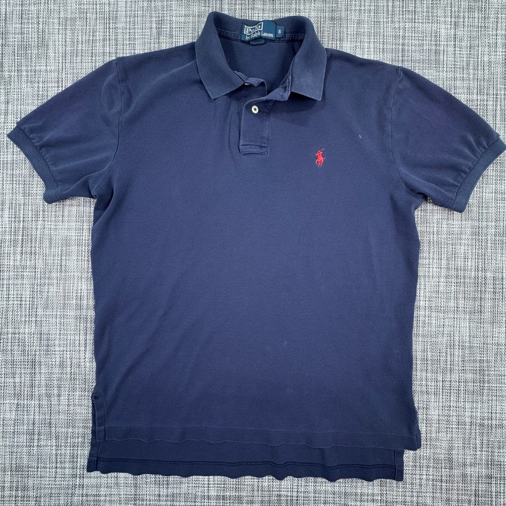 Polo Ralph Lauren Mens Polo Shirt Small Navy Blue Cotton Jersey Red Pony Logo